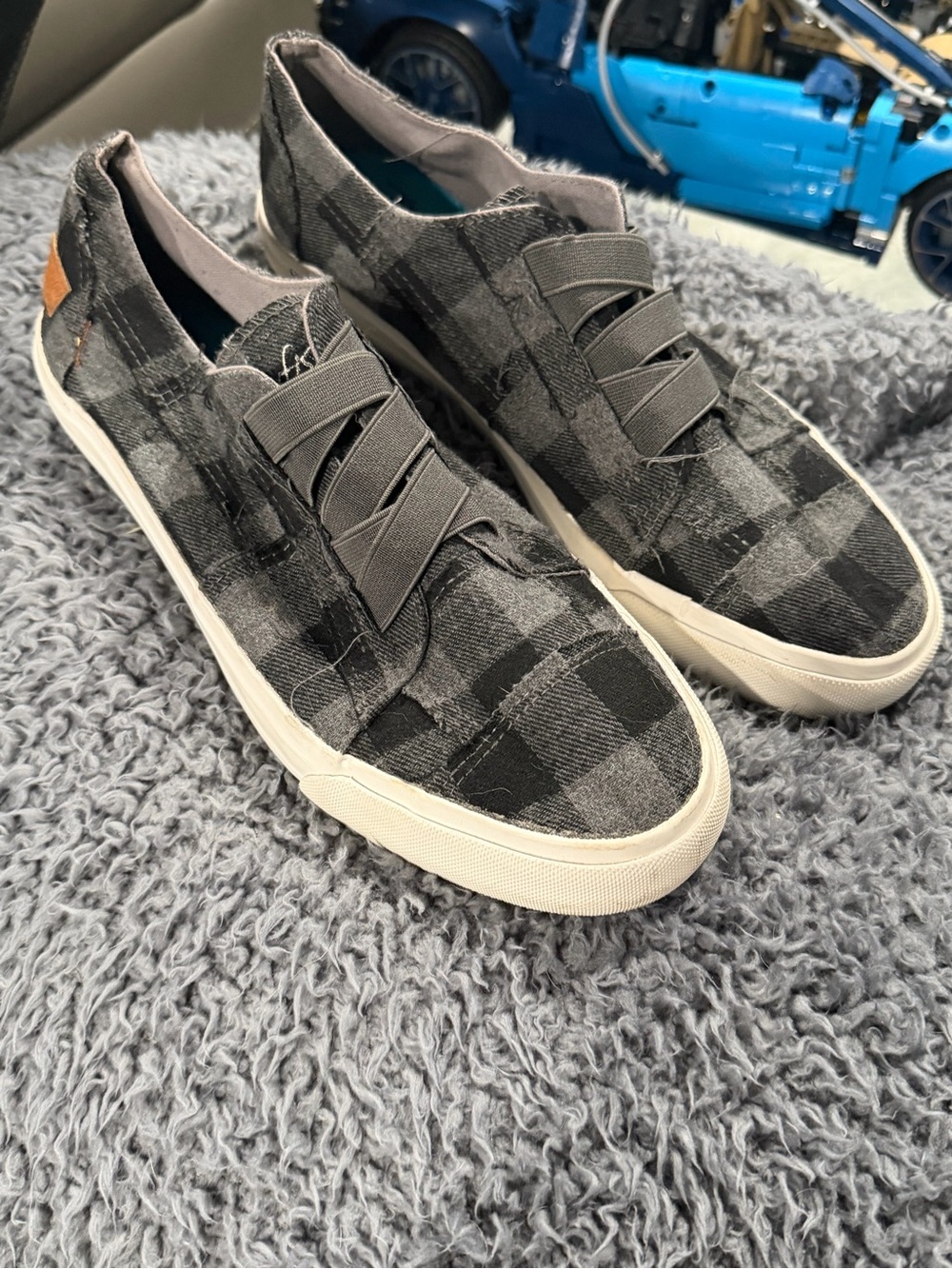 Blowfish Plaid Slip-On Sneakers in Gray and Black